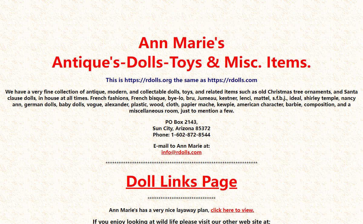 Ann Marie's Antique Dolls, Toys, and Antique Doll Museum.