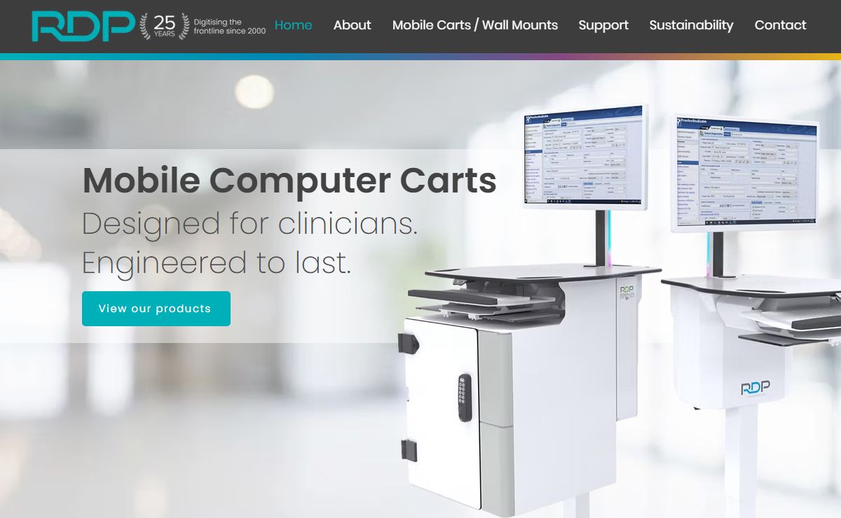 RDP Medical Carts and Mobile Computer Trollies - Workstations on Wheels