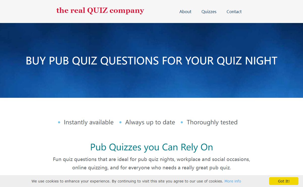 Buy Pub Quiz Questions for your Quiz Night