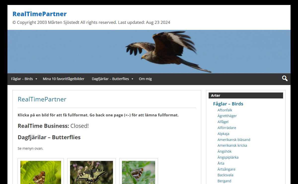 RealTimePartner: © Copyright 2003 Mårten Sjöstedt All rights reserved. Last updated: Aug 23 2024