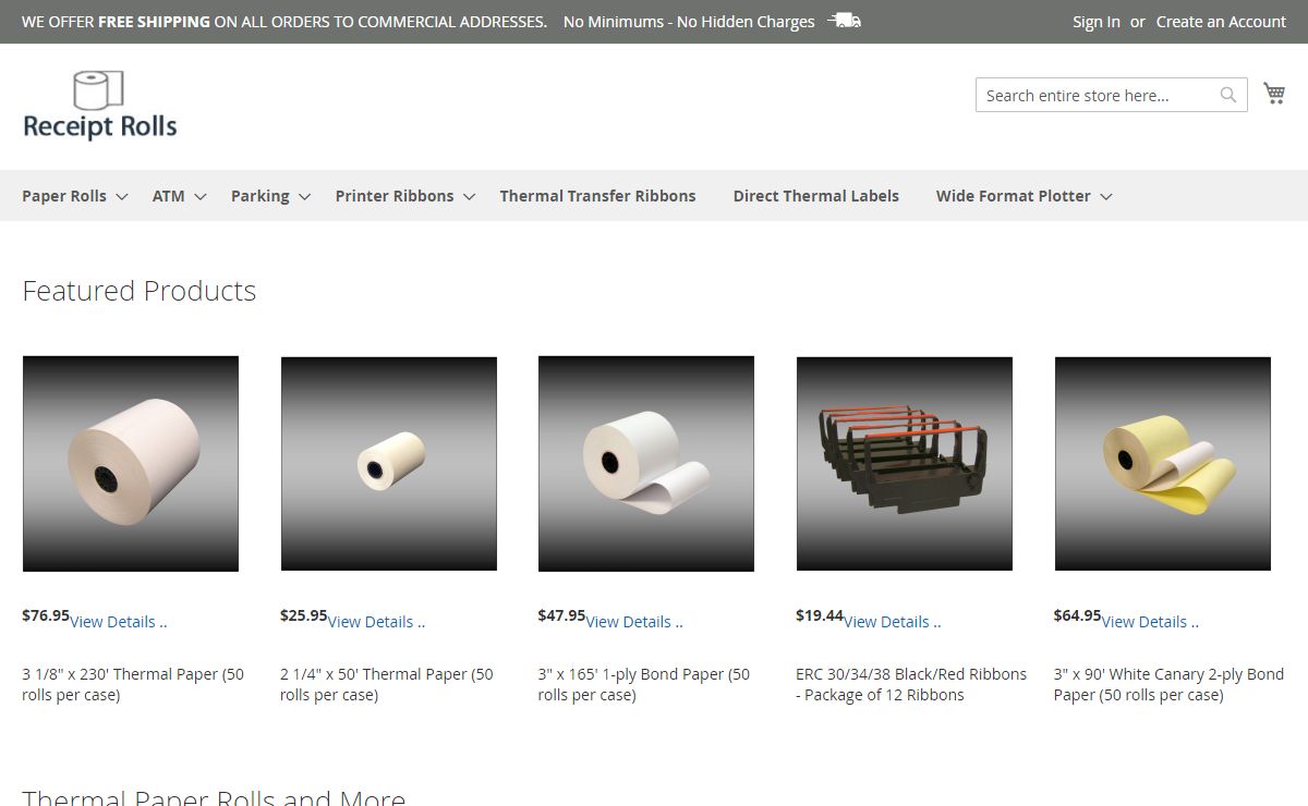 Receipt Paper Roll Supplier | Free Shipping With Online Order