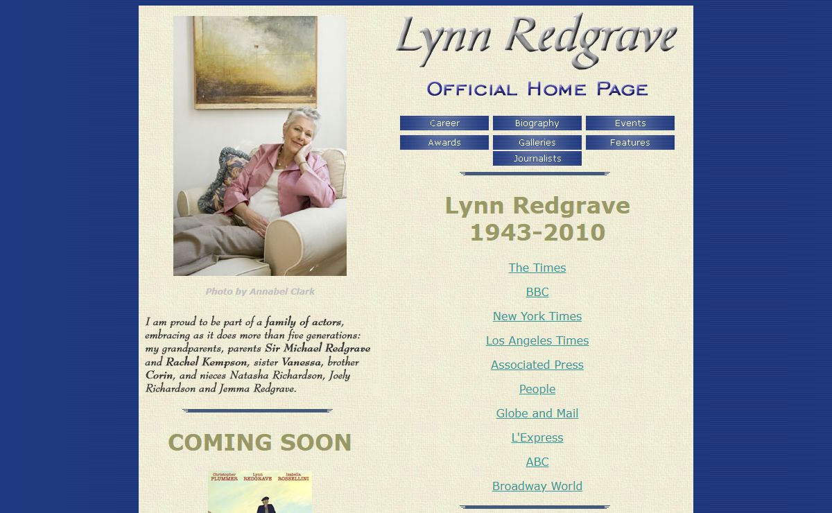 Lynn Redgrave (1943-2010) Official Home Page