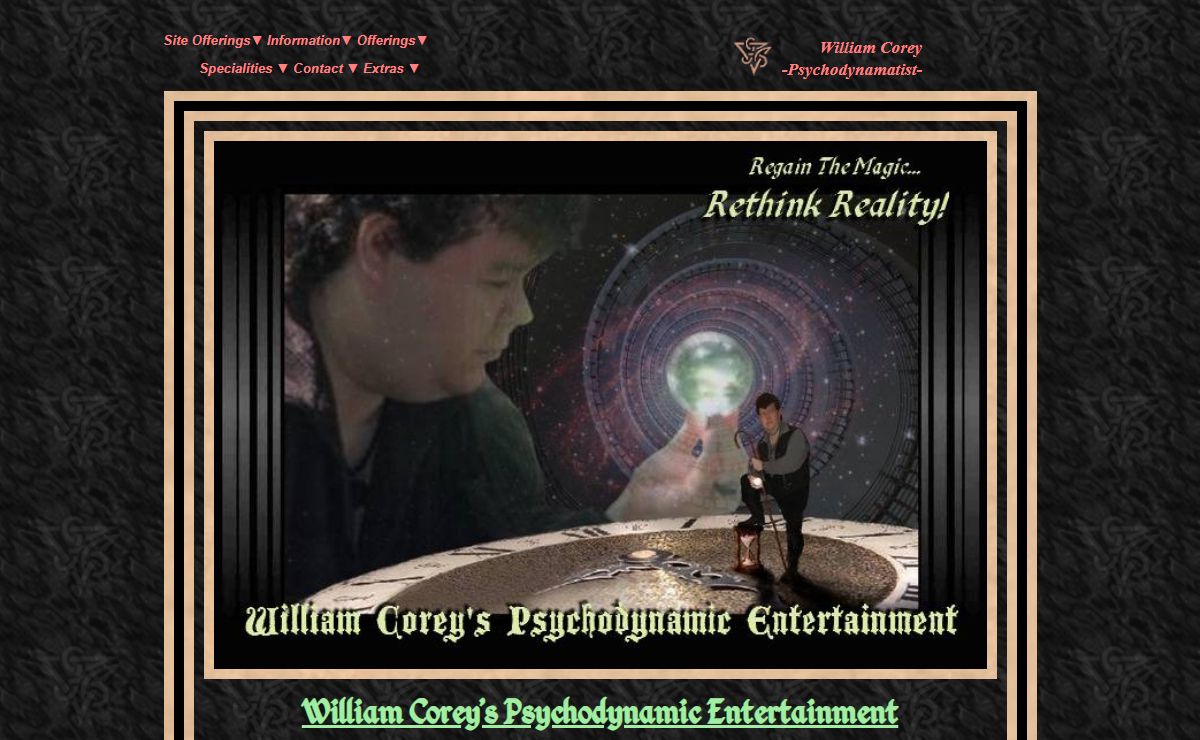 William Corey's Psychodynamic Entertainment Introduction and Mission Statement