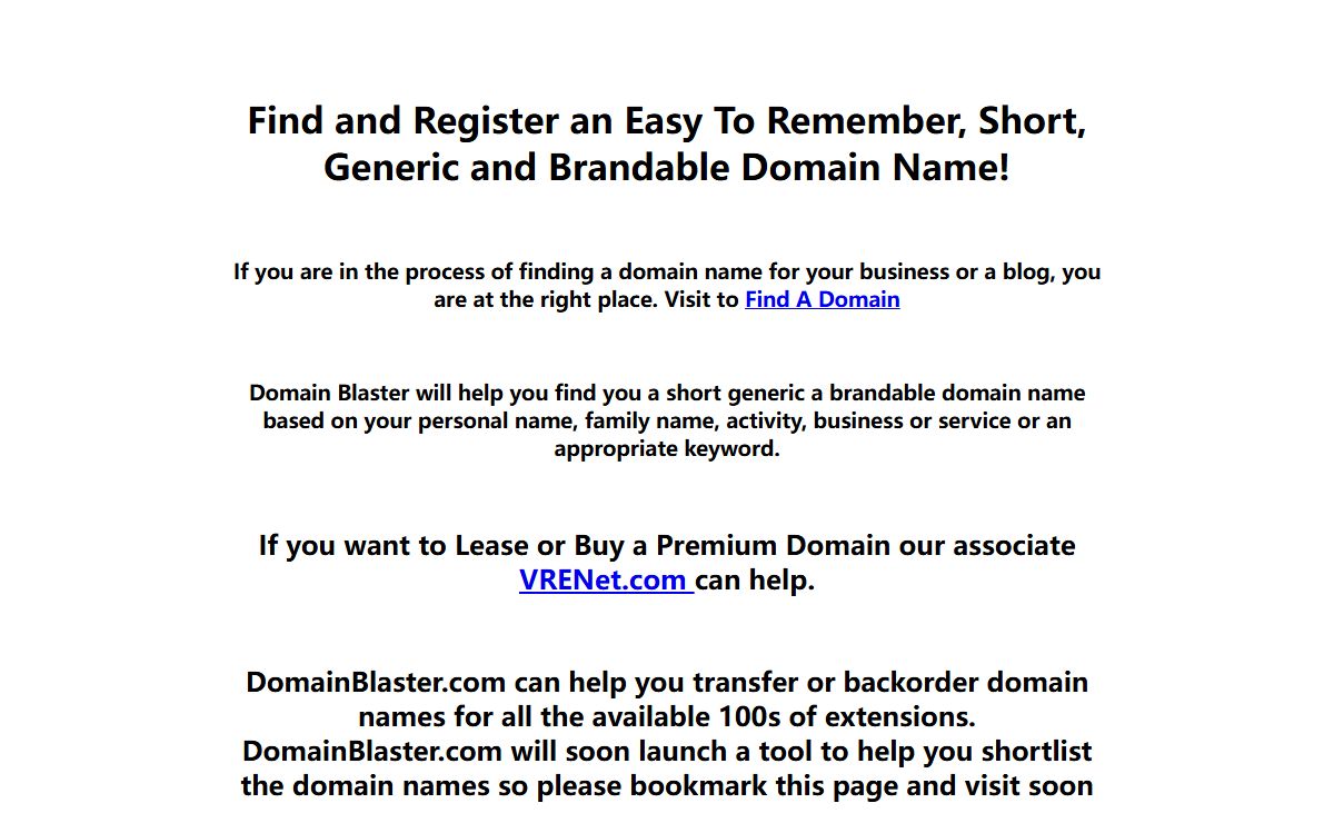 Find & Register an Easy To Remember Short Generic & Brandable Domain Name!