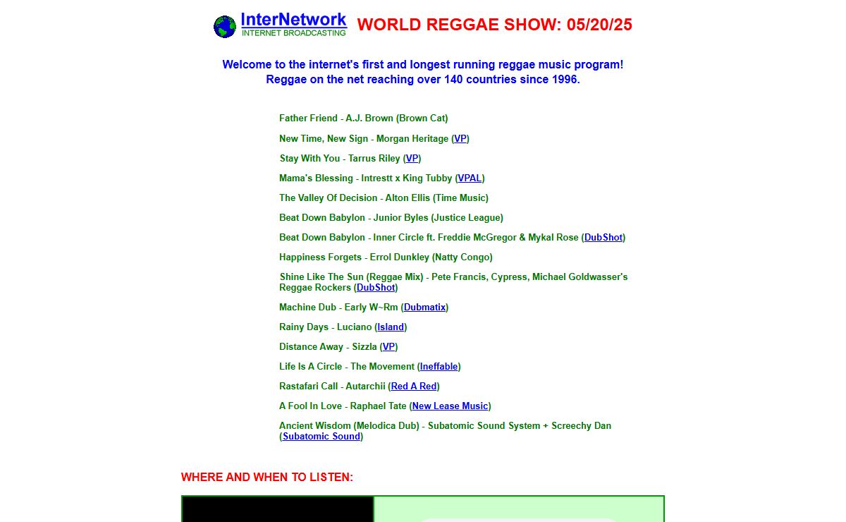 World Reggae Show - Homepage