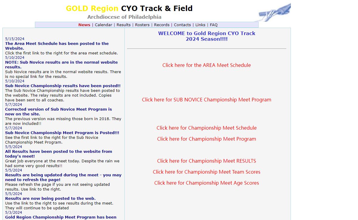 Region 20 Track CYO Track & Field