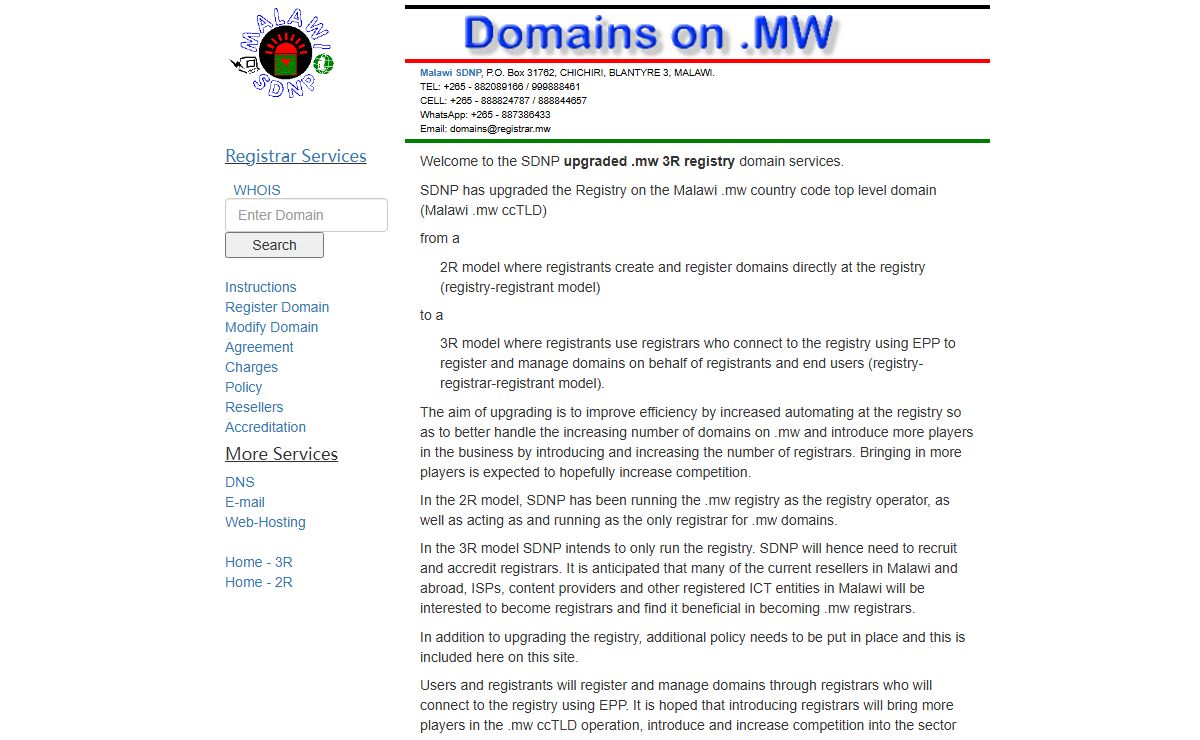 .MW ccTLD FRED Registry Malawi top level domain