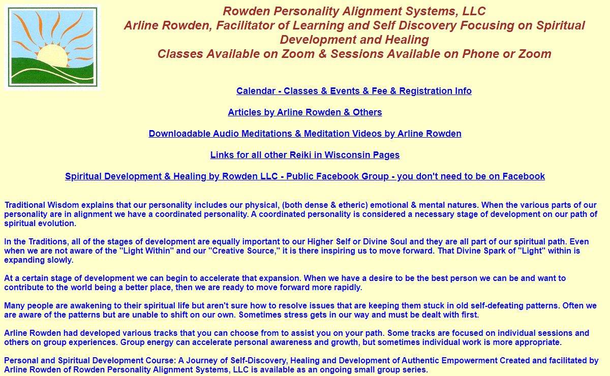 Reiki in Wisconsin by Reiki Master Teacher, Arline Rowden