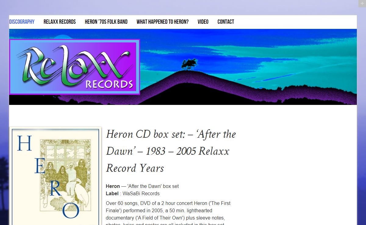 Relaxx Records | Original official site for folk band Heron.