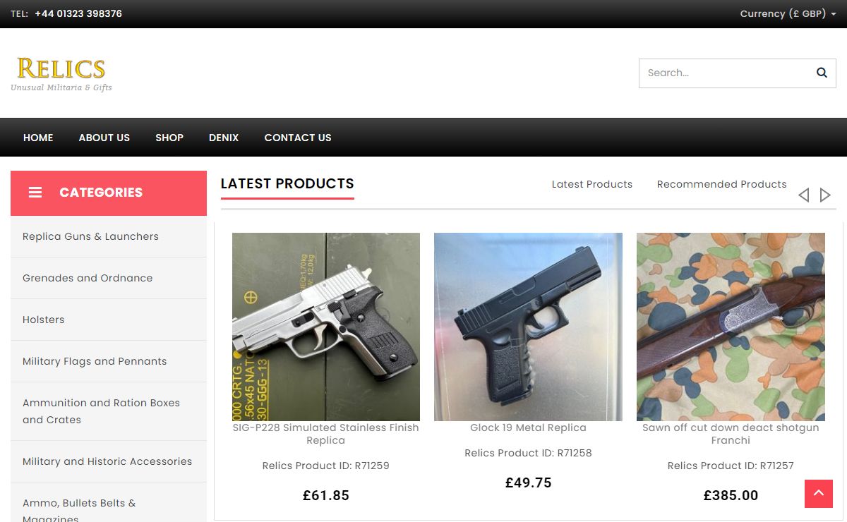 Replica Guns | Replica Weapons | Film and theatre props | Relics