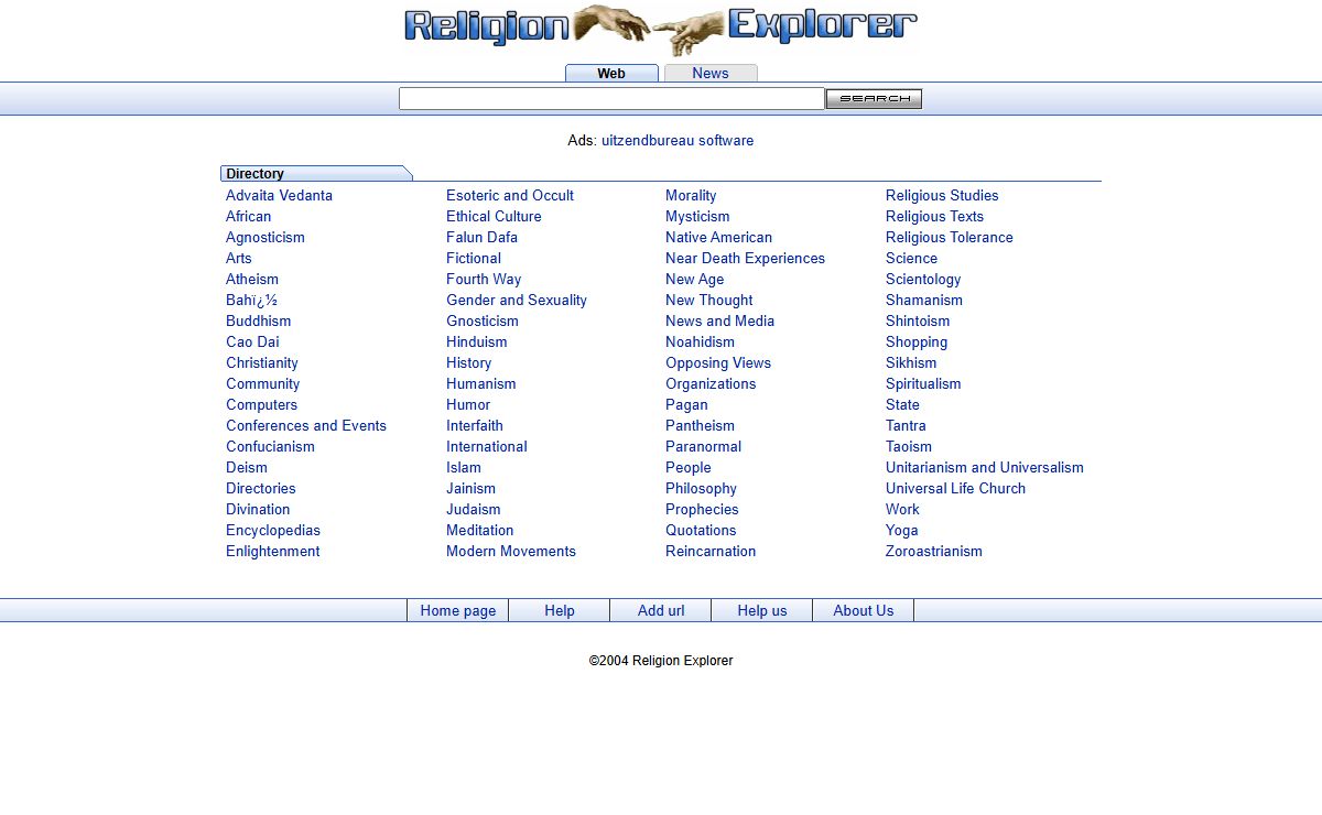 Religion Explorer, Religion search engine