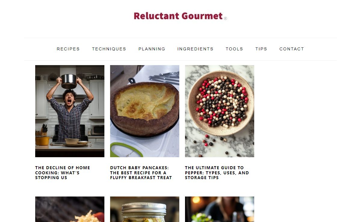 The Reluctant Gourmet Cooking Guide - Recipes and Techniques