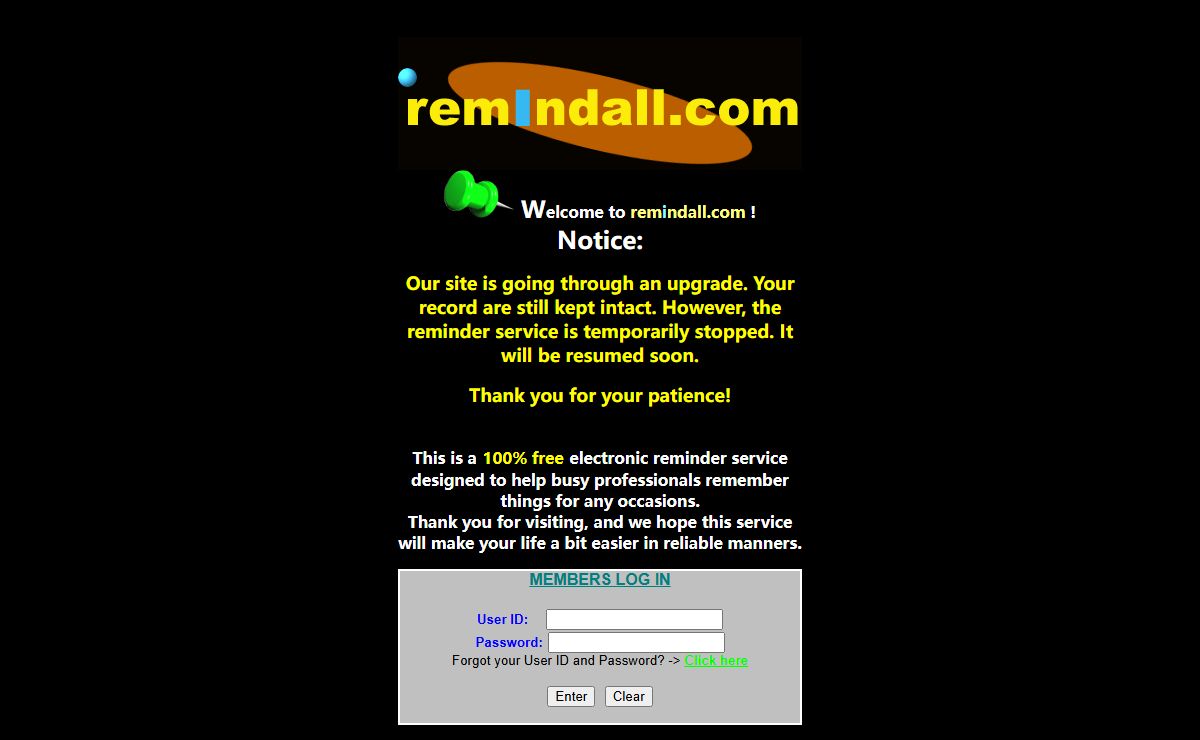 remindall.com - internet's premier free reminder services