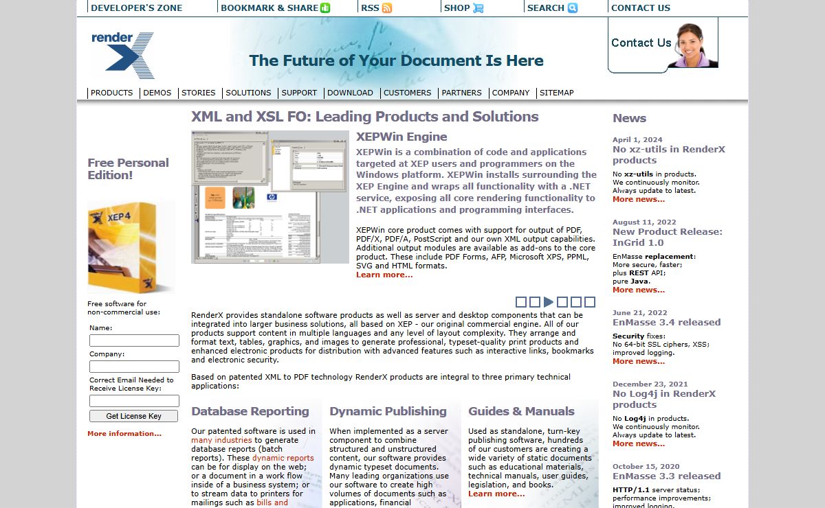 XSL-FO, XML to PDF, PostScript, AFP, HTML, SVG, Print - RenderX
