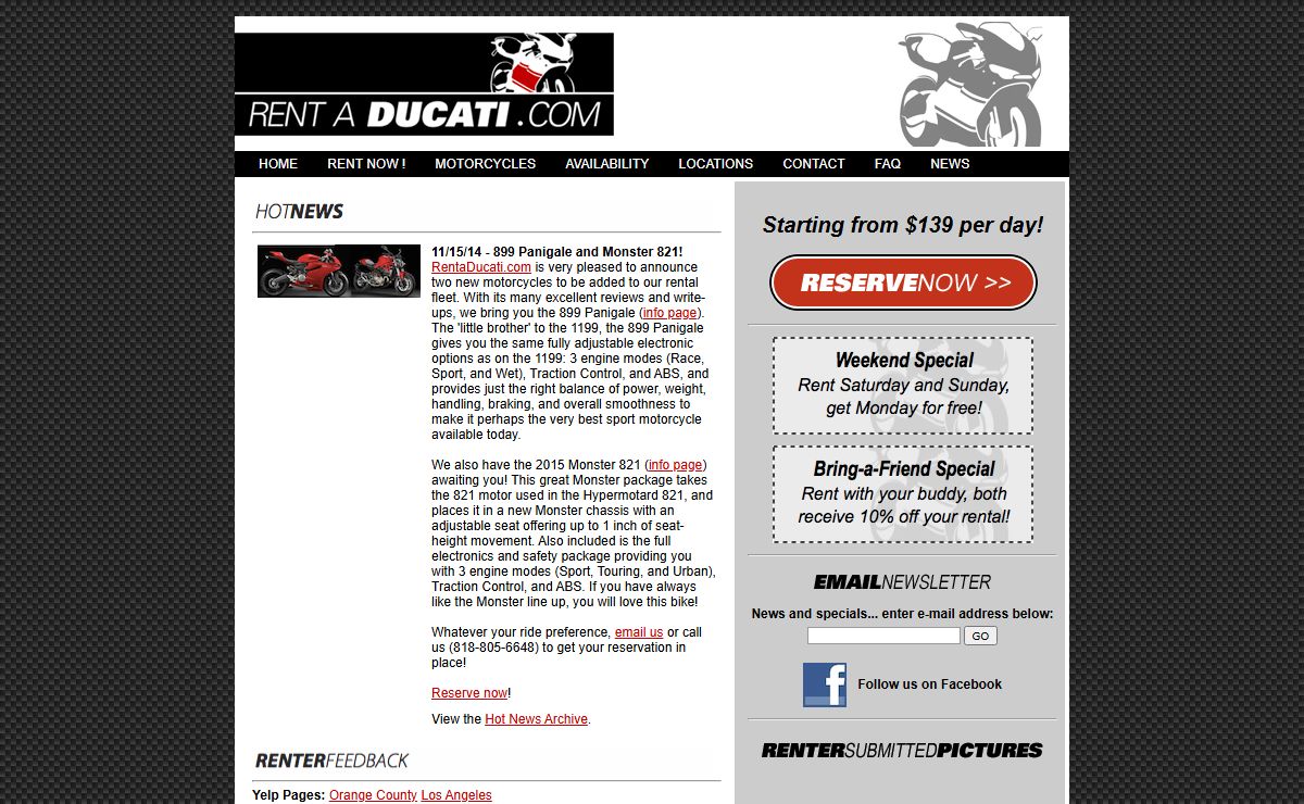 Rent a Ducati.com :: 1199 Panigale, Diavel, 848 Superbike, Multistrada 1200 ABS, Hypermotard 1100, and Monster 696!