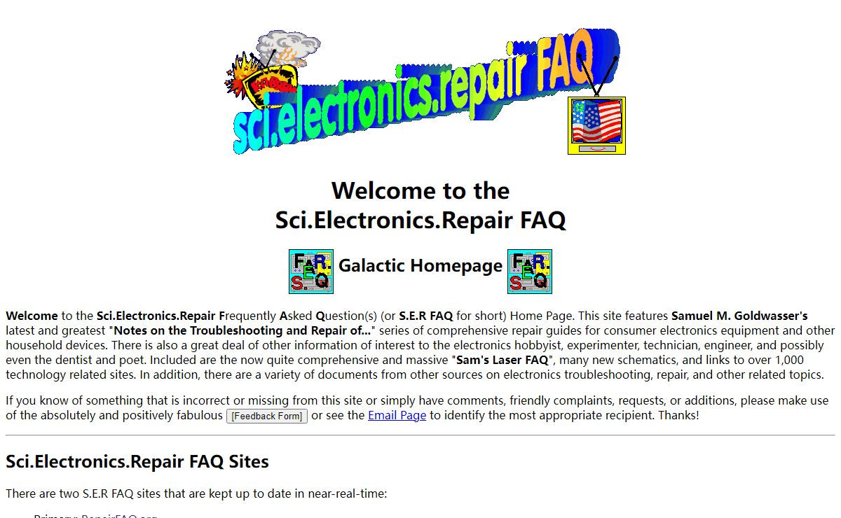 Sci.Electronics.Repair FAQ: Home Page
