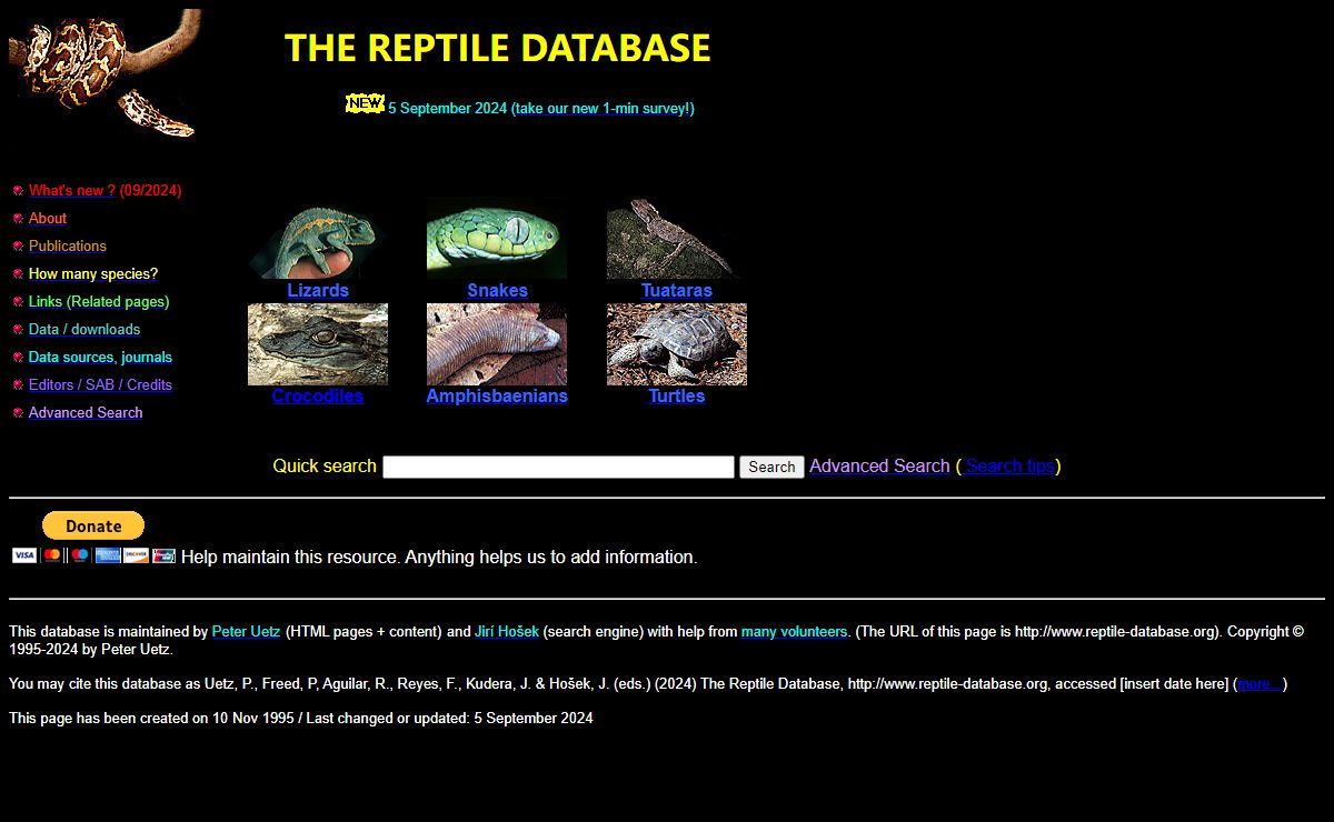 THE REPTILE DATABASE