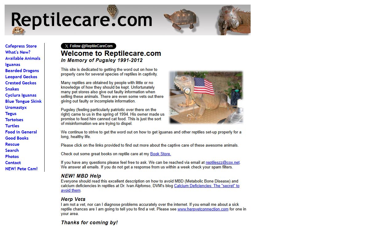 Reptilecare.com - formerly Reptiles Among Other Things