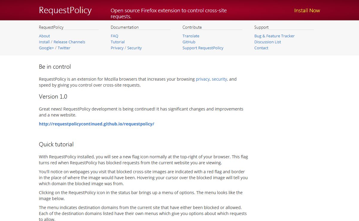 Firefox addon for privacy and security - RequestPolicy by Justin Samuel