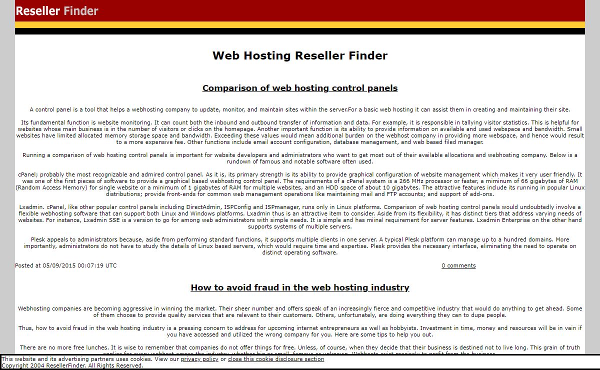 Web Hosting Reseller Finder