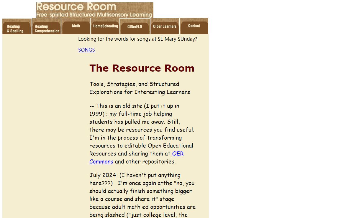 Resource Room: Free-Spirited Structured, Multisensory Learning