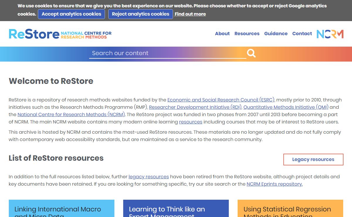 ReStore repository | NCRM