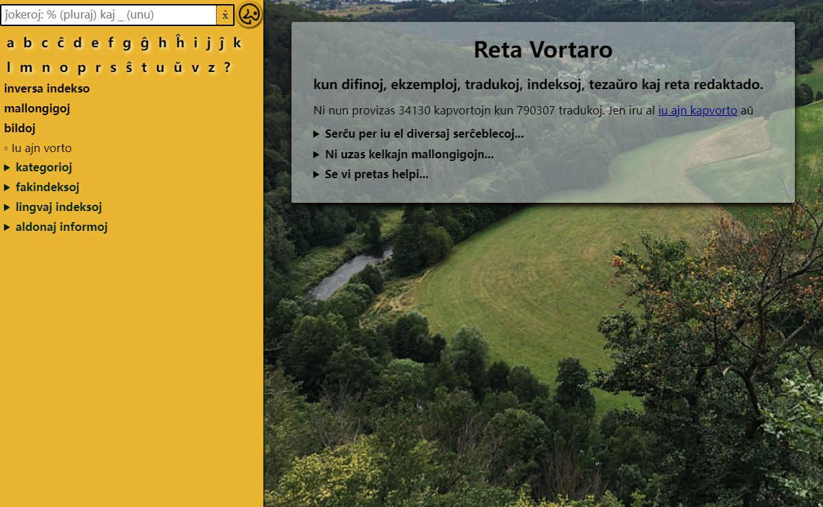 Reta Vortaro - Enirpaĝo