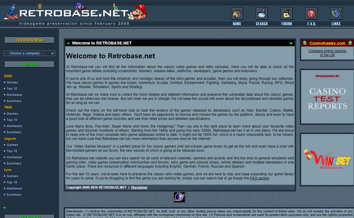 RETROBASE.NET - Videogame preservation since February 2000