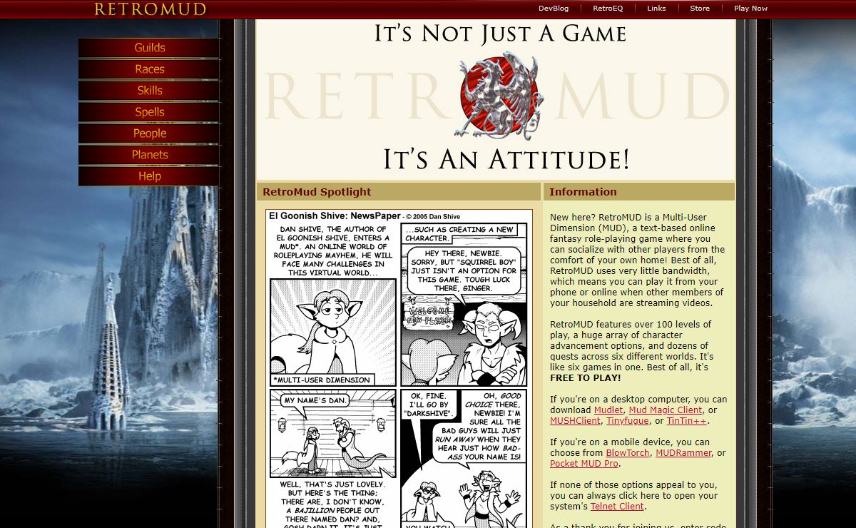 RetroMUD | Free Online Roleplaying Game (MMORPG) | It's not just a game, it's an attitude