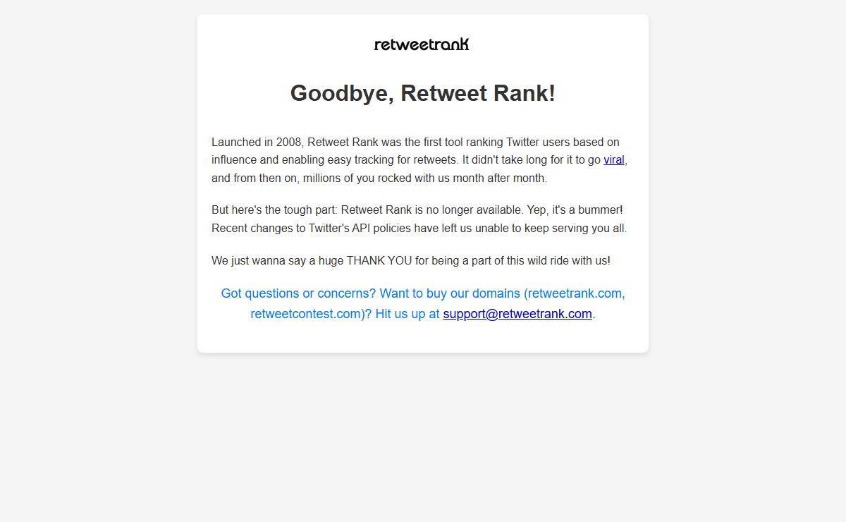 Goodbye, Retweet Rank!