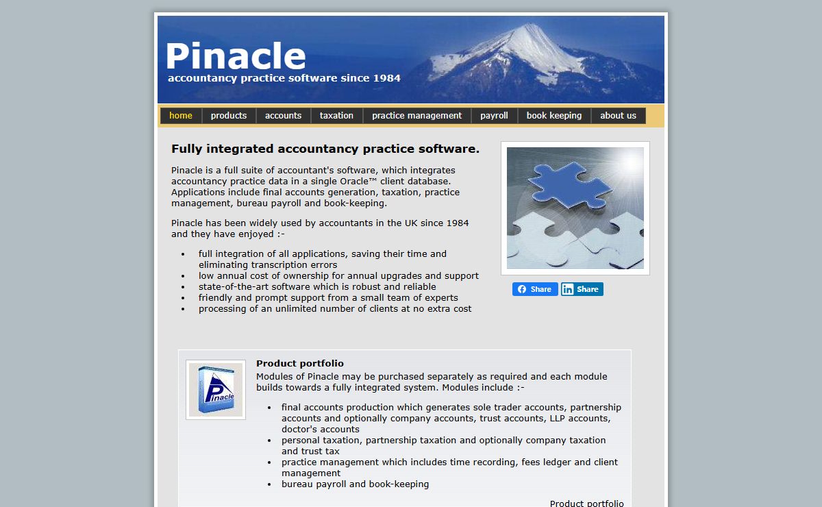 Integrated accountancy practice software from Pinacle Accounts