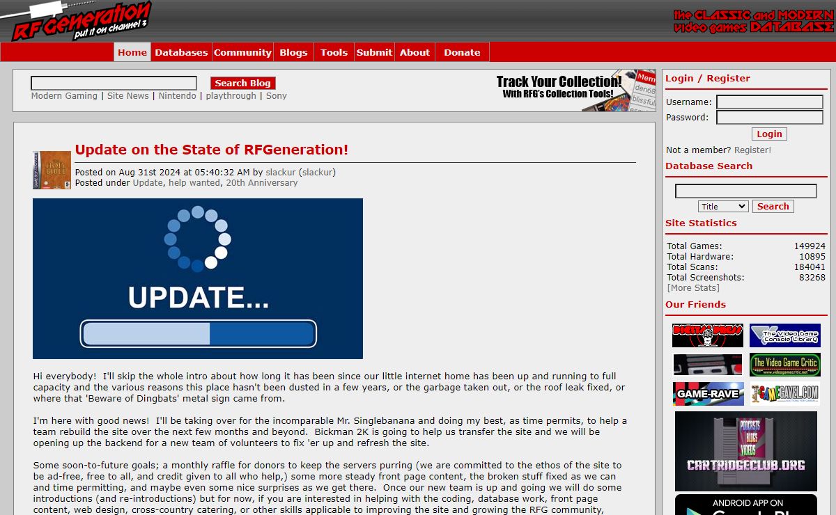 RF Generation. The Classic and Modern Gaming Databases.