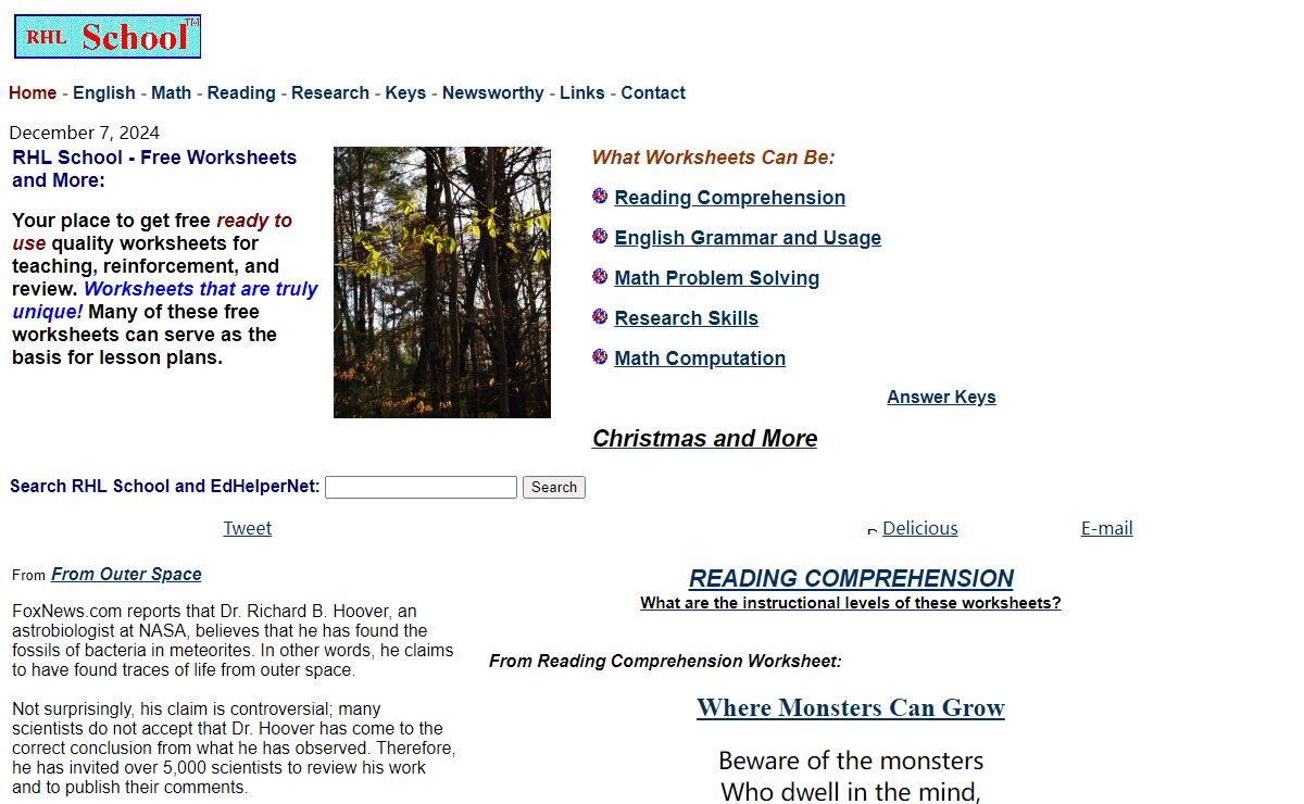 RHL School - Free Worksheets and More
