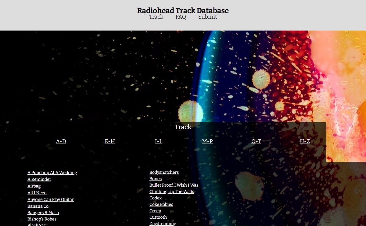 Radiohead Track Database