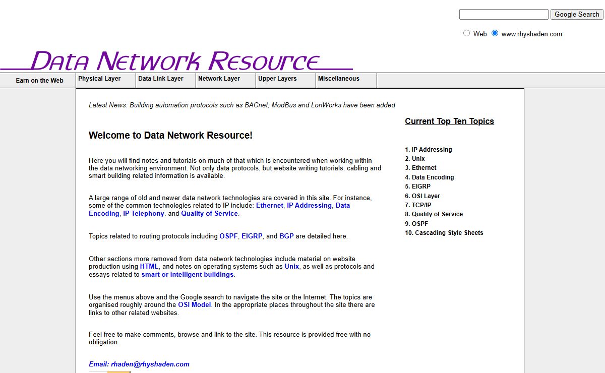 Data Networks, Ethernet, IP address, HTML editing