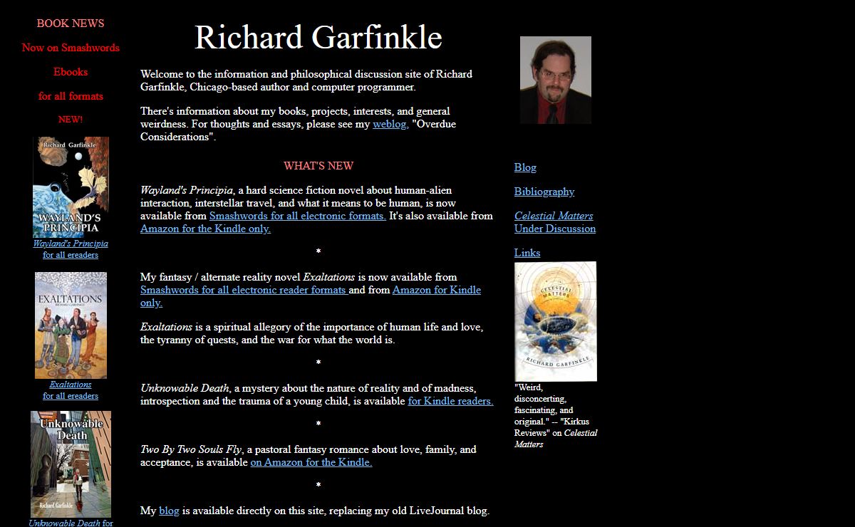 Richard Garfinkle, Science Fiction, Writings, and General Weirdness
