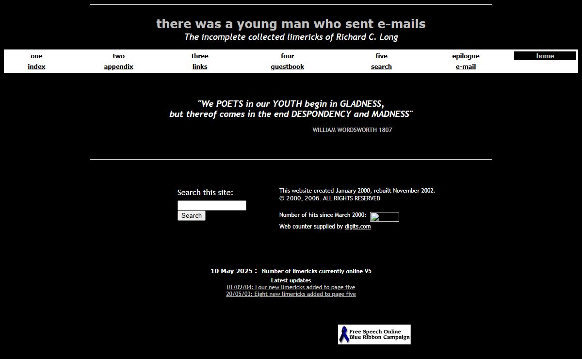 there was a young man who sent e-mails - the limericks of Richard C. Long