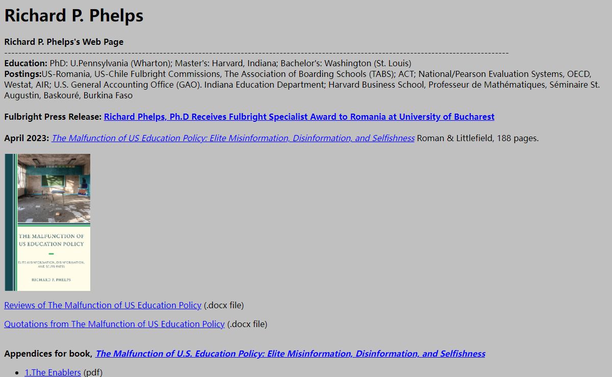 Richard P. Phelps' Home Page