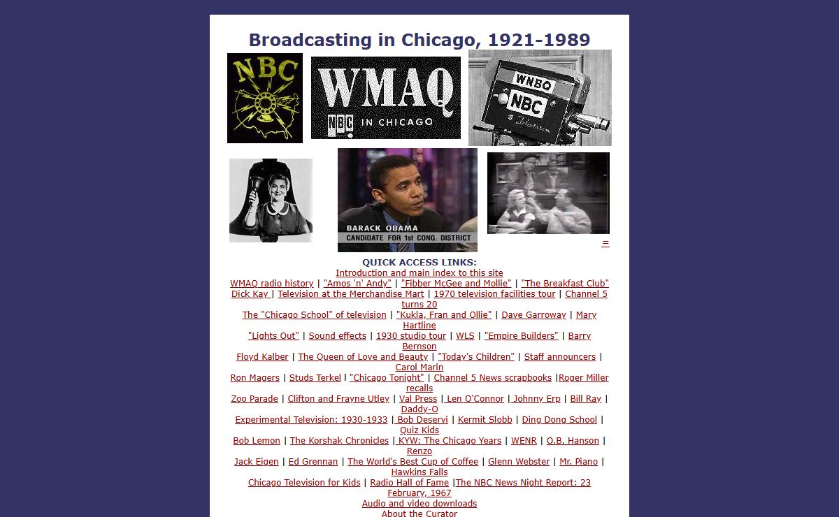 Broadcasting in Chicago, 1921-1989, the website of Rich Samuels