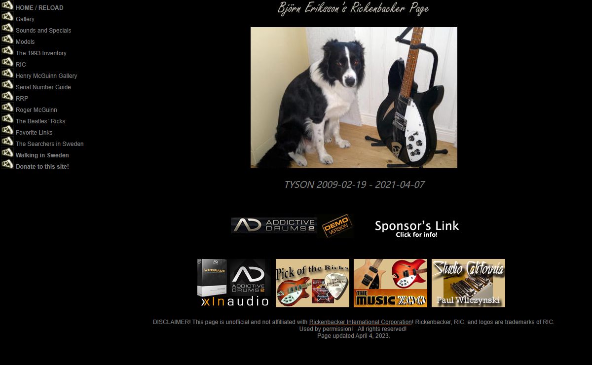 Rickenbacker guitars - Bjorn Eriksson´s Rickenbacker Page