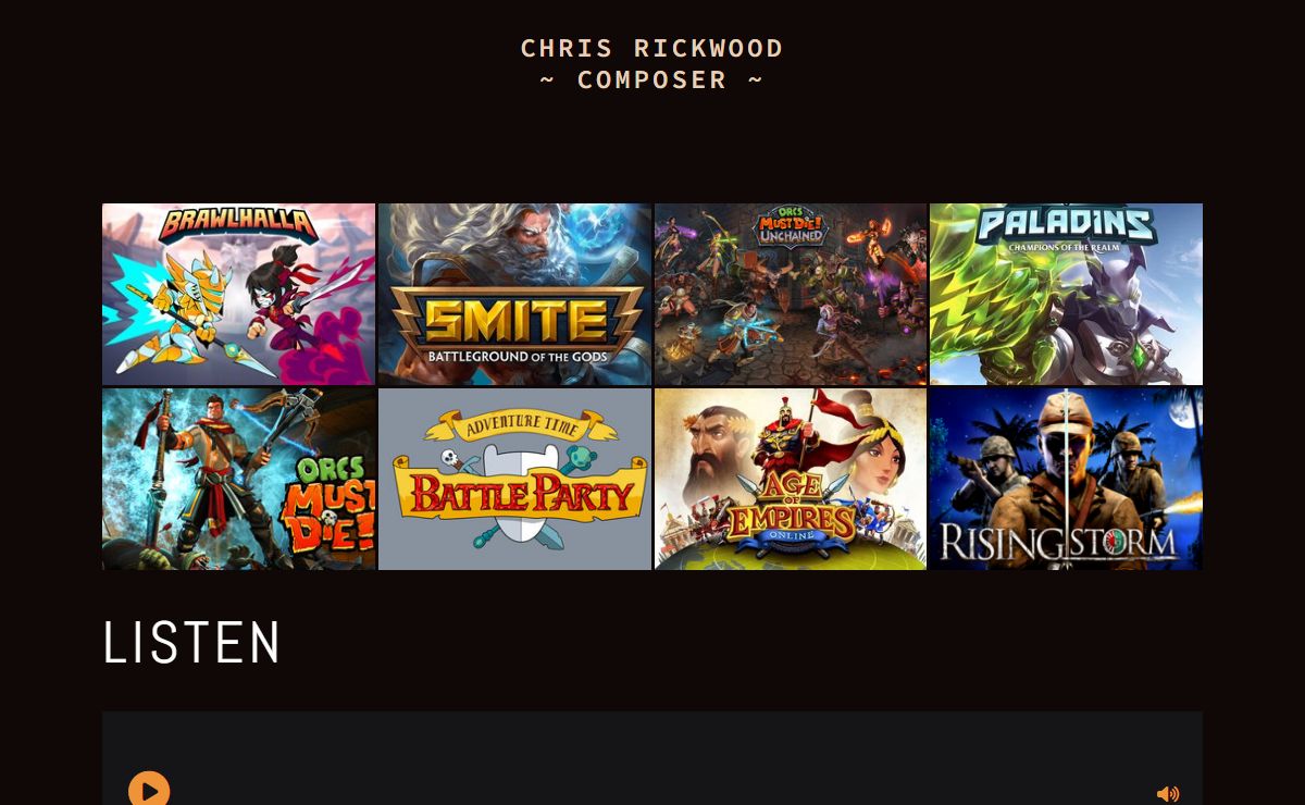 Chris Rickwood ~ Composer ~ Music for Video Games