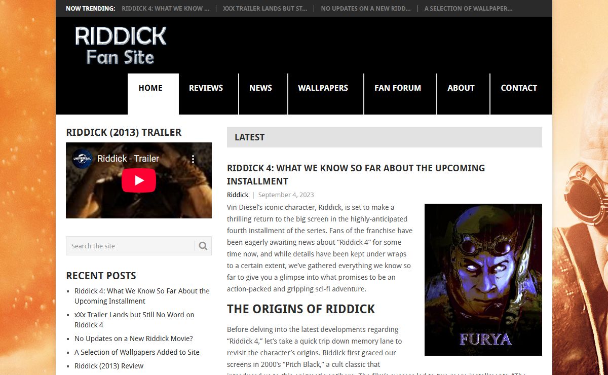 Riddick Movie Fan Site – Reviews, News, Fan Content & Forum