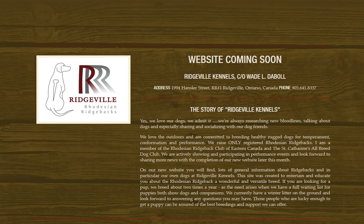 Ridgeville Rhodesian Ridgebacks Breeder