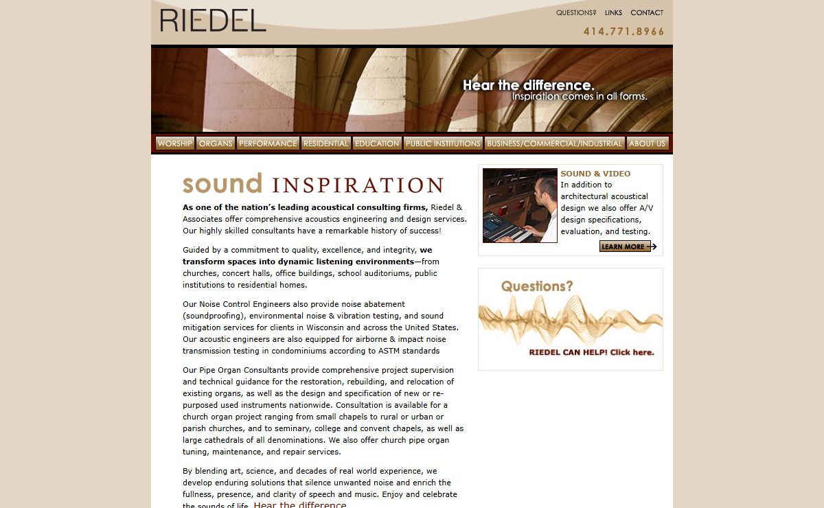 Scott R. Riedel & Associates, Ltd. - Consultation, Design and Technical Services for Acoustics, Architecture, Organs and Sound Systems