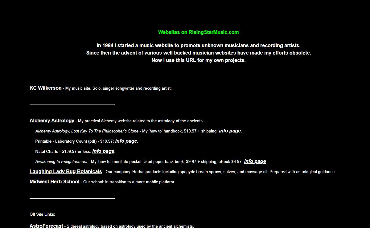 Rising Star Music web directory.