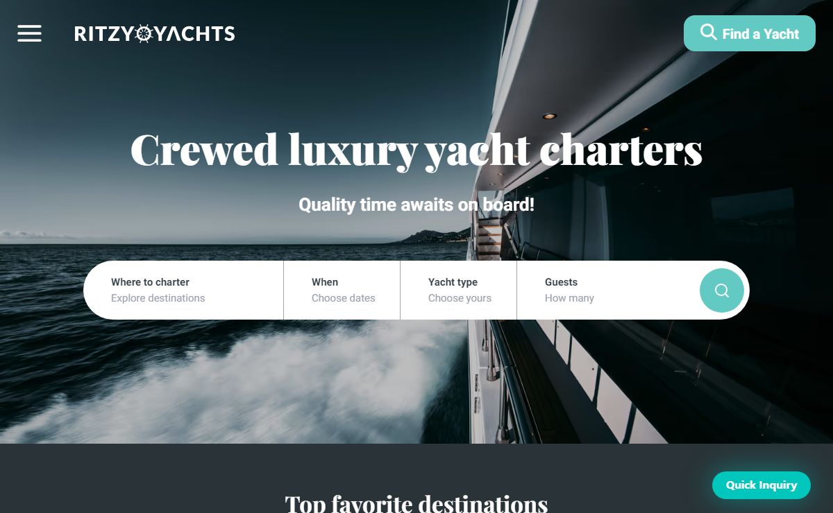 RITZY YACHTS CHARTERS | HUGE SELECTION OF PRIVATE LUXURY CREWED YACHTS TO CHARTER WORLDWIDE | Ritzy Yachts