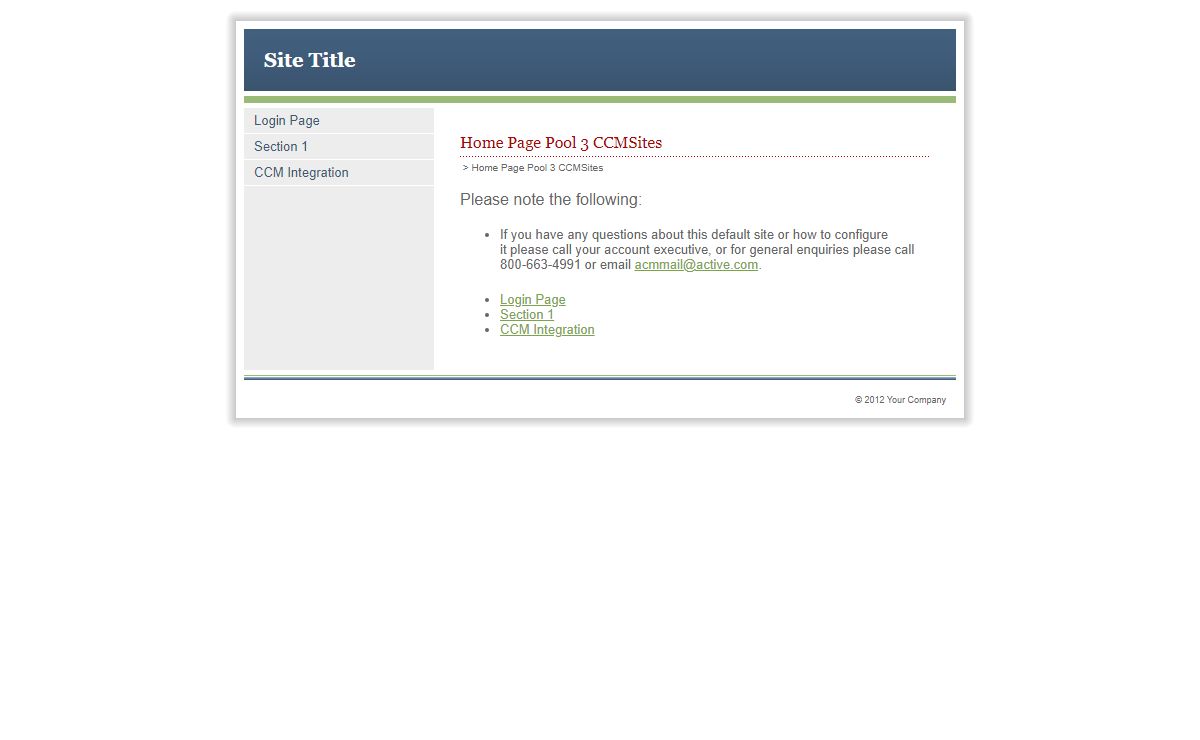 Home Page Pool 3 CCMSites