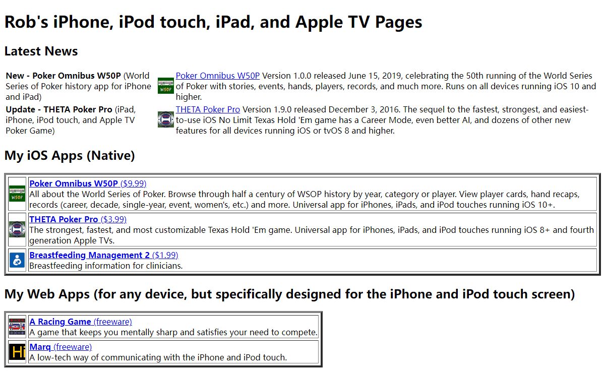 Rob's iPhone, iPod touch, iPad, and Apple TV Pages
