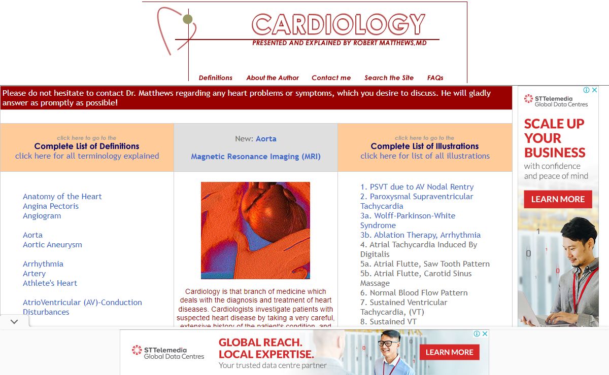 Cardiology, diagnosis and treatment of heart diseases