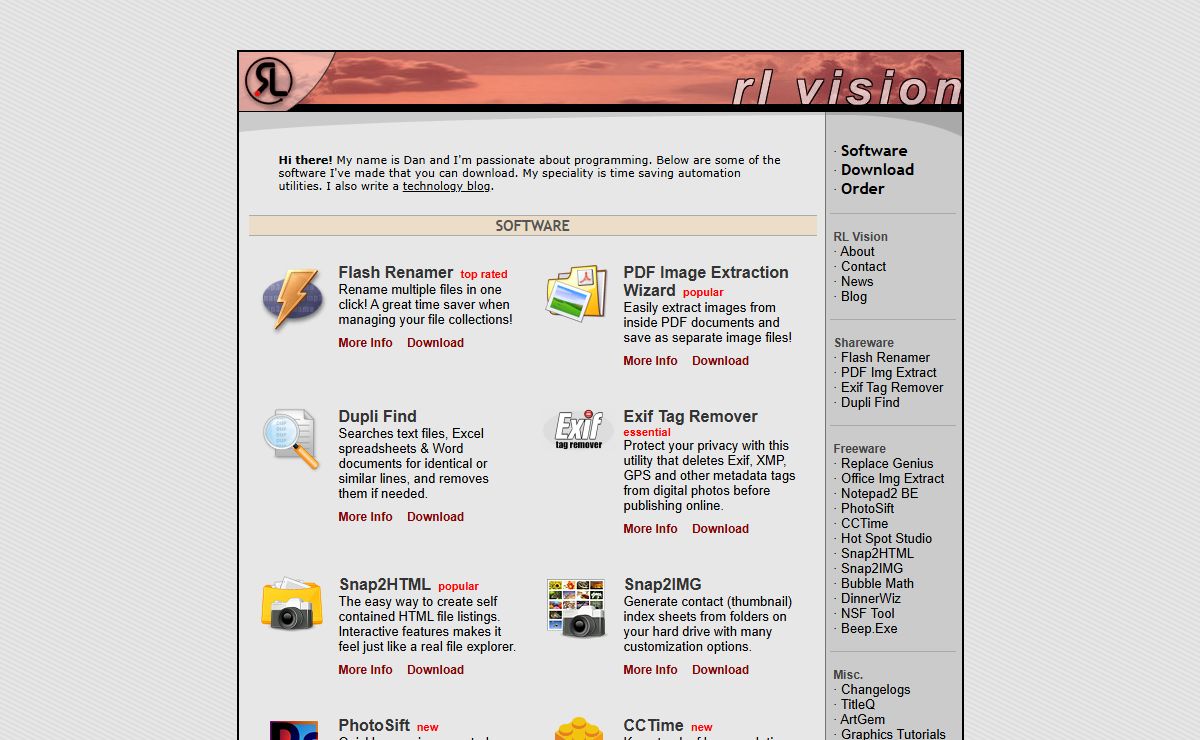 RL Vision - Independent PC Software Developer since 1998